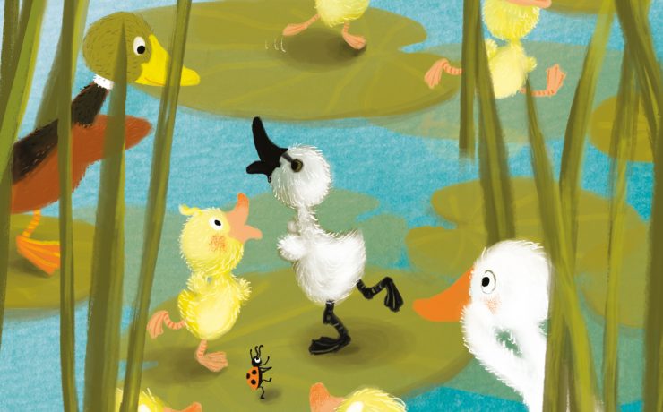 Illustratie van dansende eenden bij gastles "Ella, het swingende eendje"