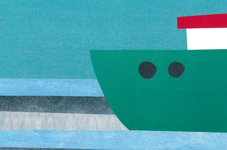 Illustratie van een boot op zee