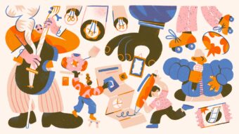 Illustratie van diverse culturele activiteiten.