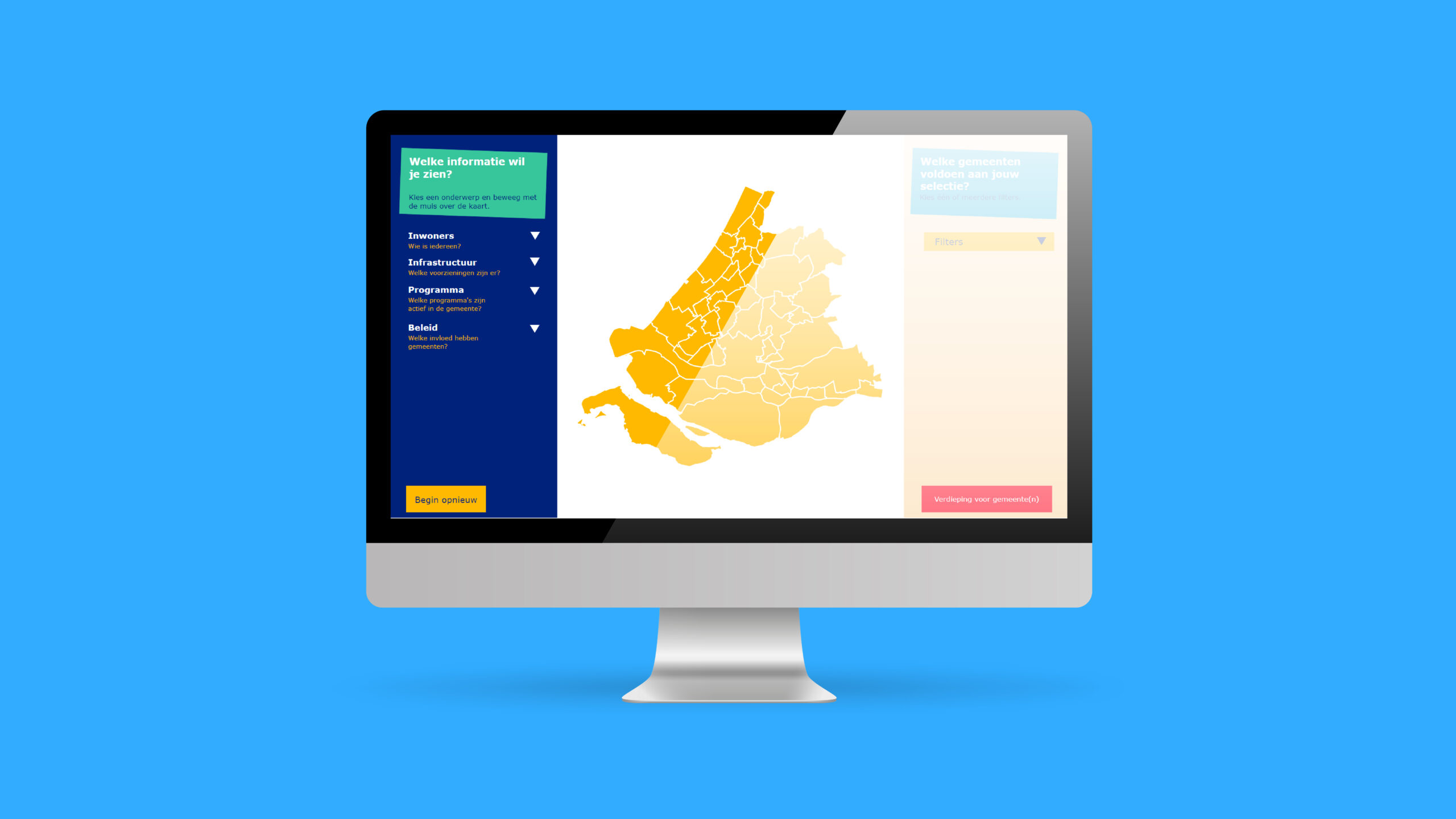 beeldscherm met daarop kaart van de provincie Zuid-Holland nieuwe datatbronnen cultureel zuid-holland in kaart